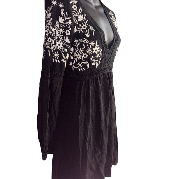 Blue Rain mini-length "peasant" or "shift" style dress deep V-neckline XXS - Picture 3 of 7